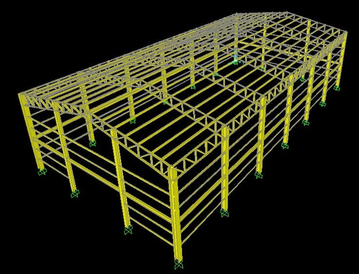 3D rendering and modeling — warehouse structural frame
