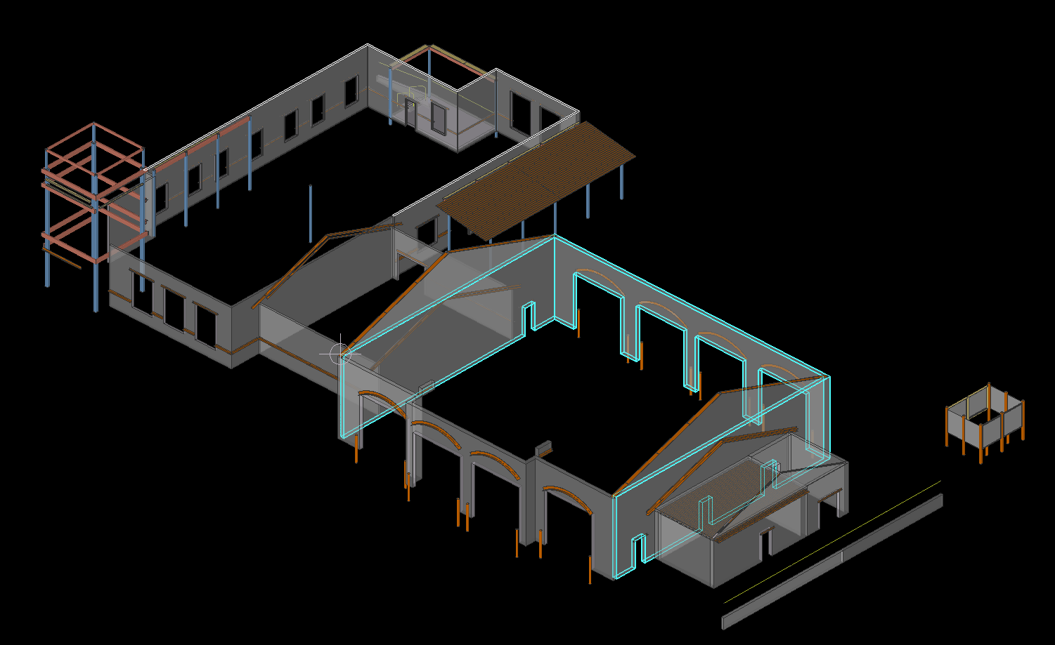 Multi-bay commercial building 3D model